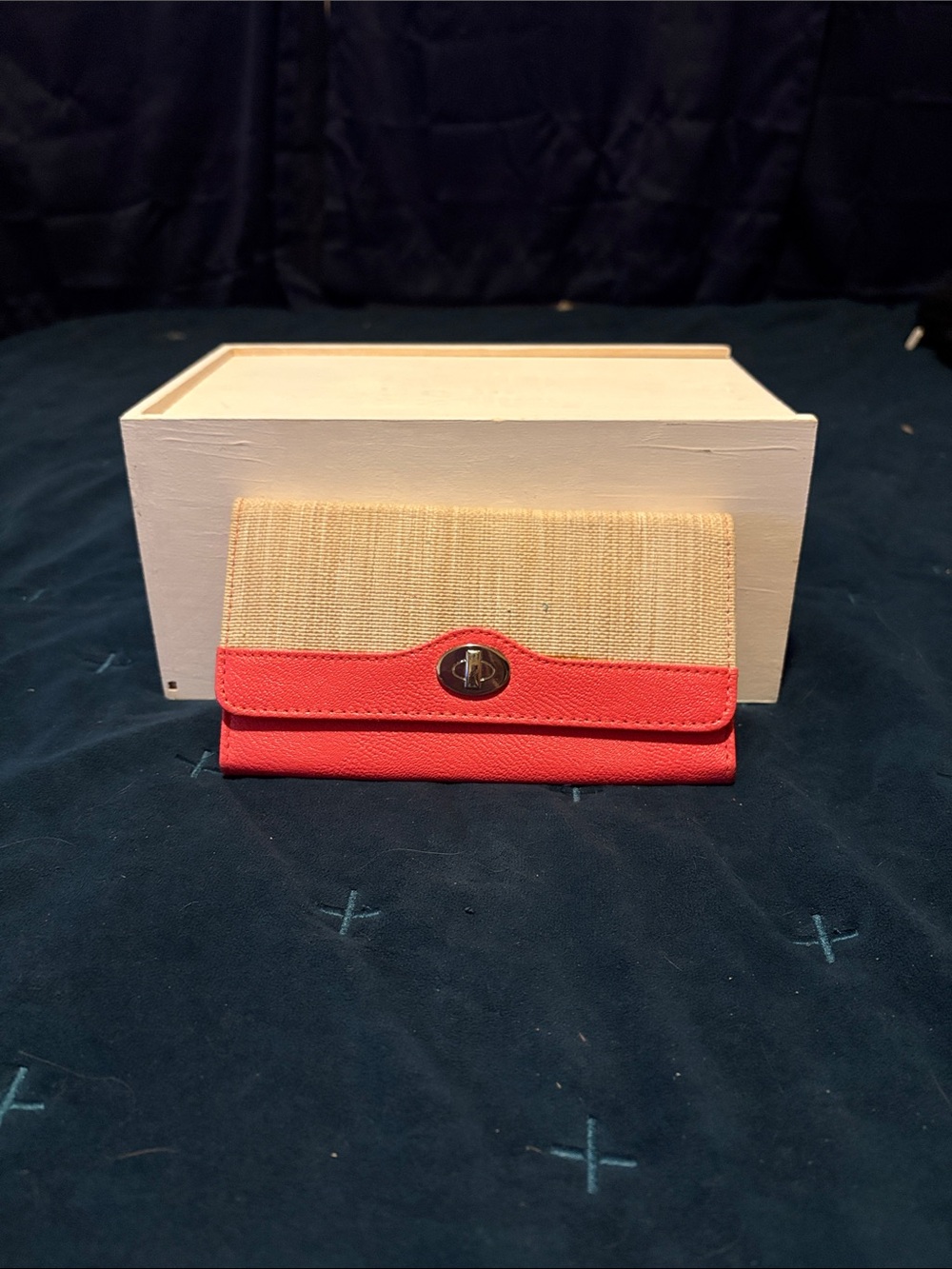 Straw and Coral Fold-Over Wallet